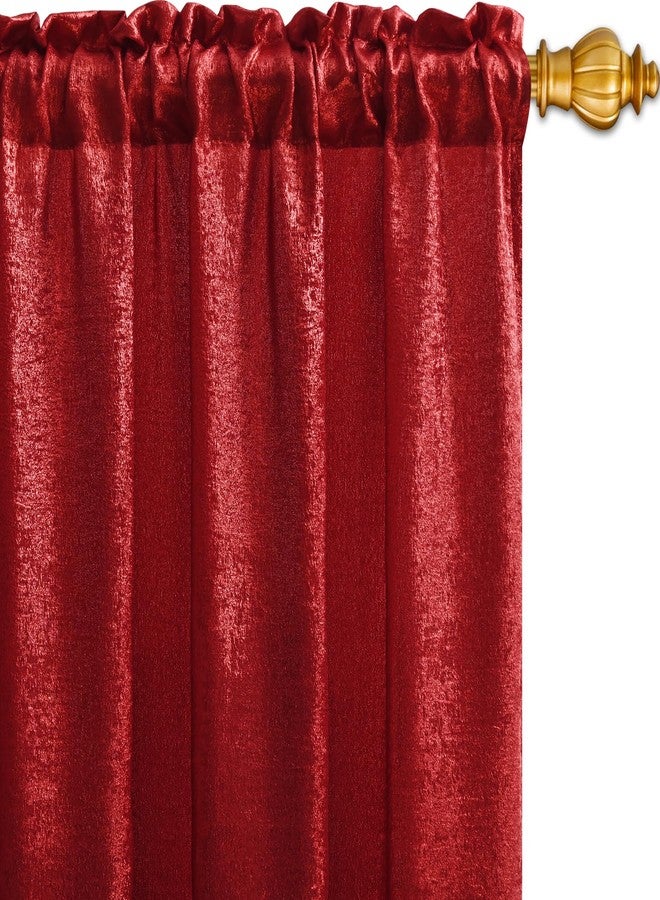 FRAMICS Red Curtains 84 inch Long, Living Room Curtains Red Foil Print Drapes for Bedroom, Light Filtering Window Treatments Rod Pocket for Christmas Decor, 52x84 inch - Image 2